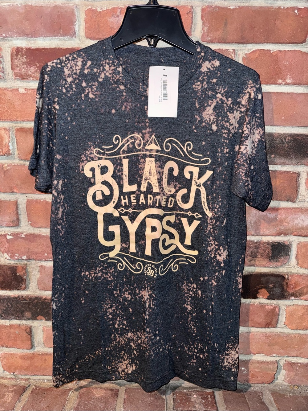 Black Acid-Wash 'Black Hearted Gypsy' Graphic Tee - Unbranded